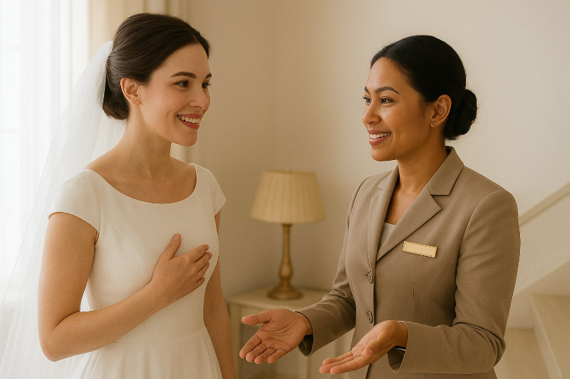 Asistetnes asistiendo a la novia.